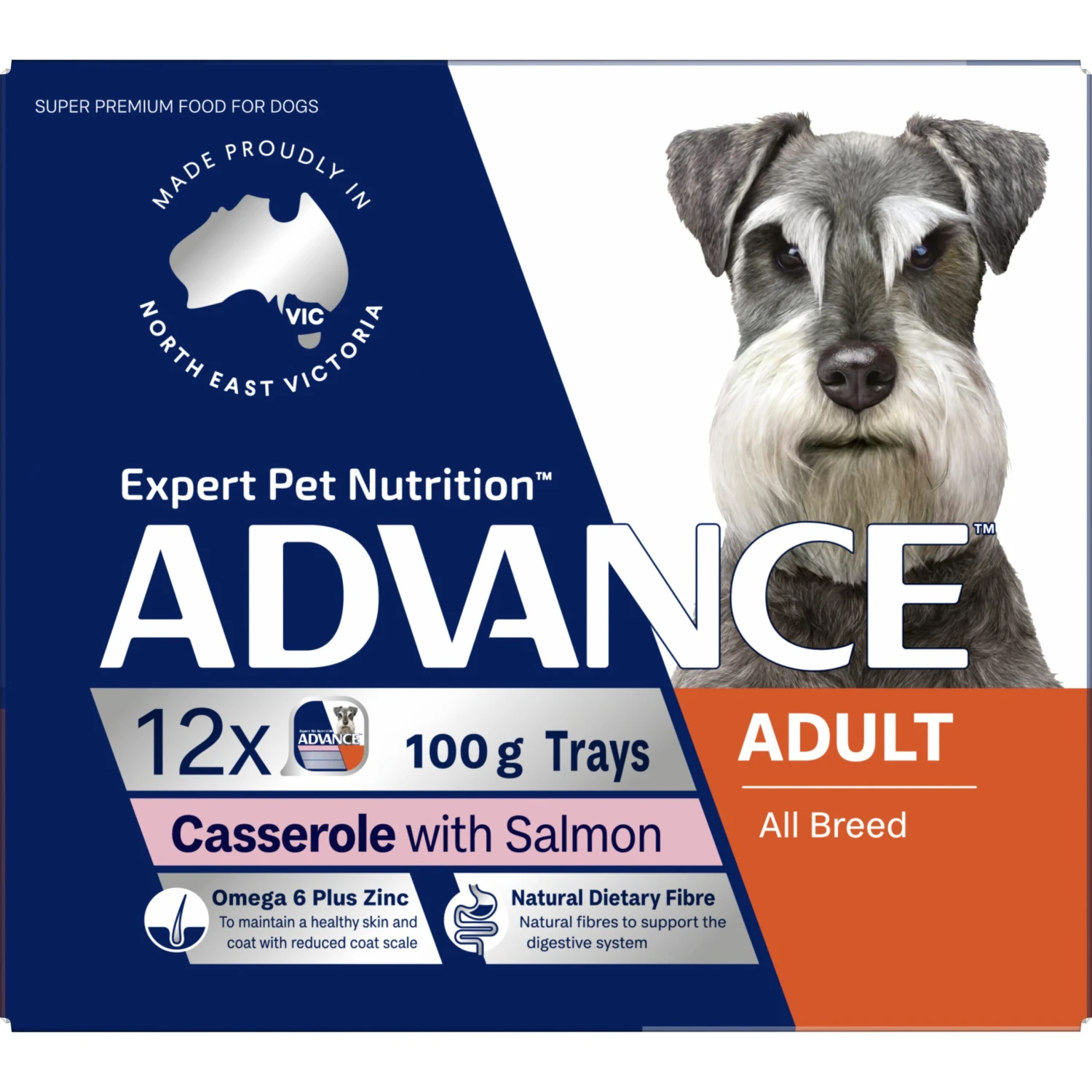 Advance Casserole With Salmon All Breed Adult Wet Dog Food Tray 100g X 12 3 Advance Casserole With Salmon All Breed Adult Wet Dog Food Tray 100g X 12
