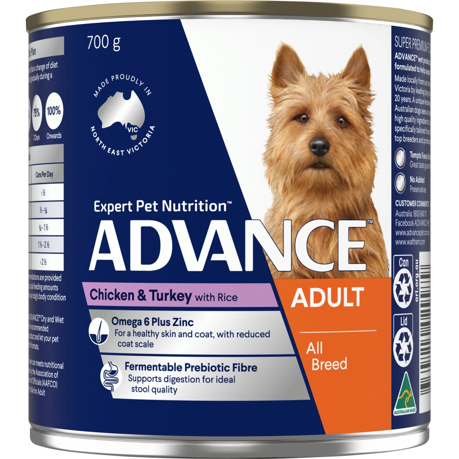 Advance Chicken And Turkey All Breed Adult Dog Wet Food Can 700g X 12 3 Advance Chicken And Turkey All Breed Adult Dog Wet Food Can 700g X 12