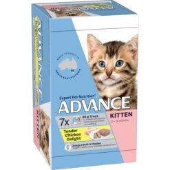Advance Tender Chicken Delight Kitten Wet Cat Food Trays 85g X 7