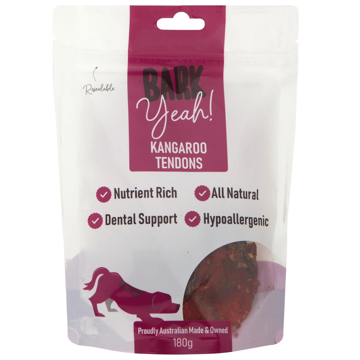 Bark Yeah! Kangaroo Tendons Dog Treat 180g 3 Bark Yeah! Kangaroo Tendons Dog Treat 180g