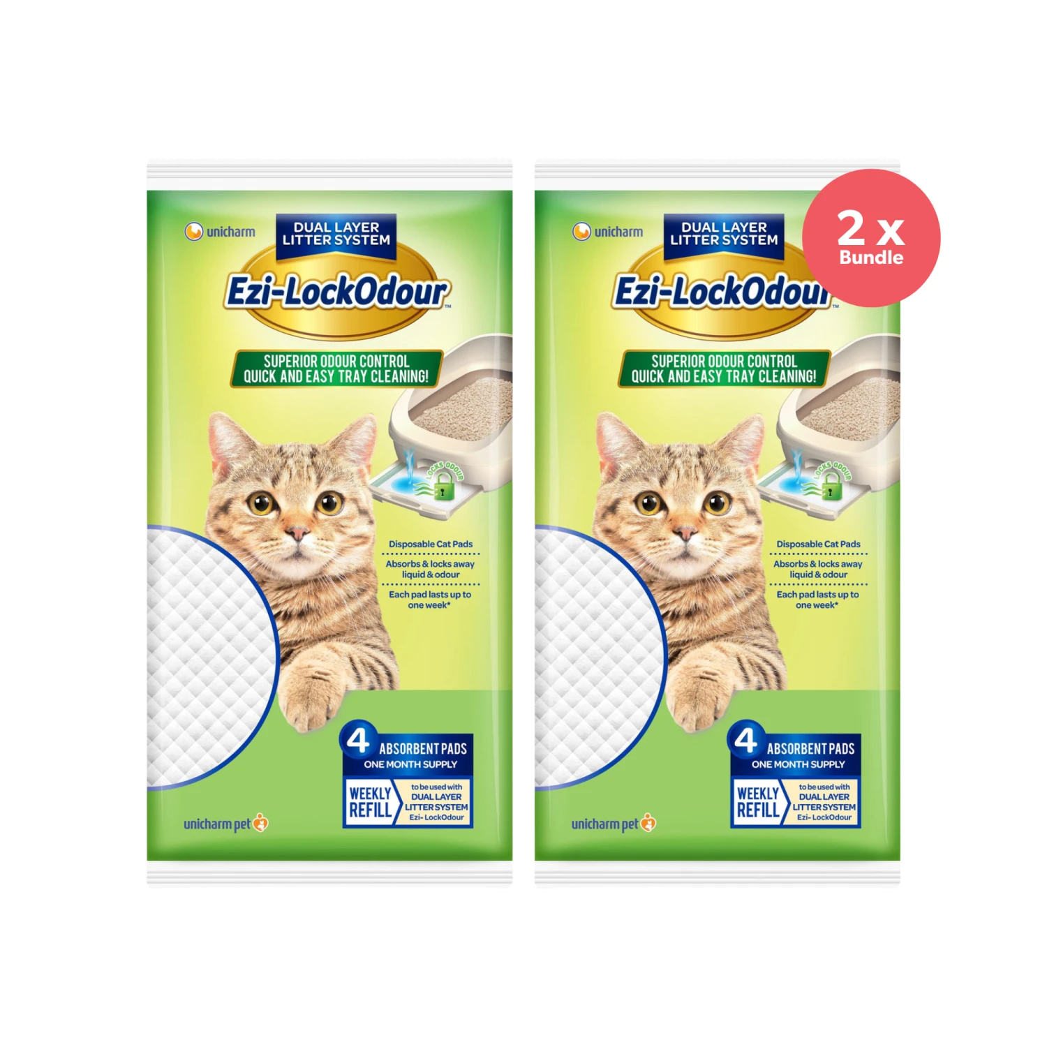 Ezi-LockOdour Dual Layer Cat Litter System Absorbent Cat Pads 4pk X 2 3 Ezi-LockOdour Dual Layer Cat Litter System Absorbent Cat Pads 4pk X 2