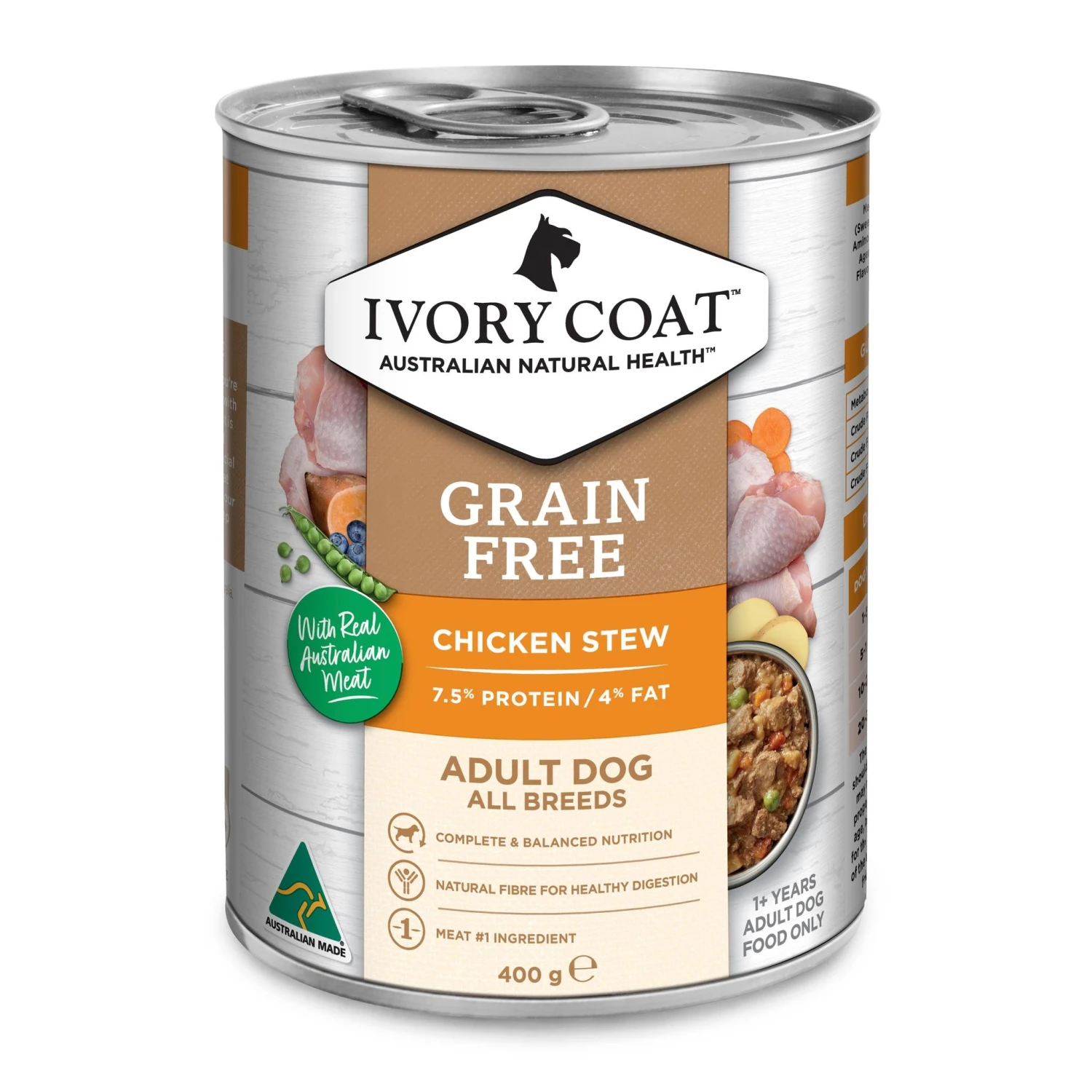 Ivory Coat Adult Grain Free Chicken Stew Dog Wet Food 400g X 12 3 Ivory Coat Adult Grain Free Chicken Stew Dog Wet Food 400g X 12