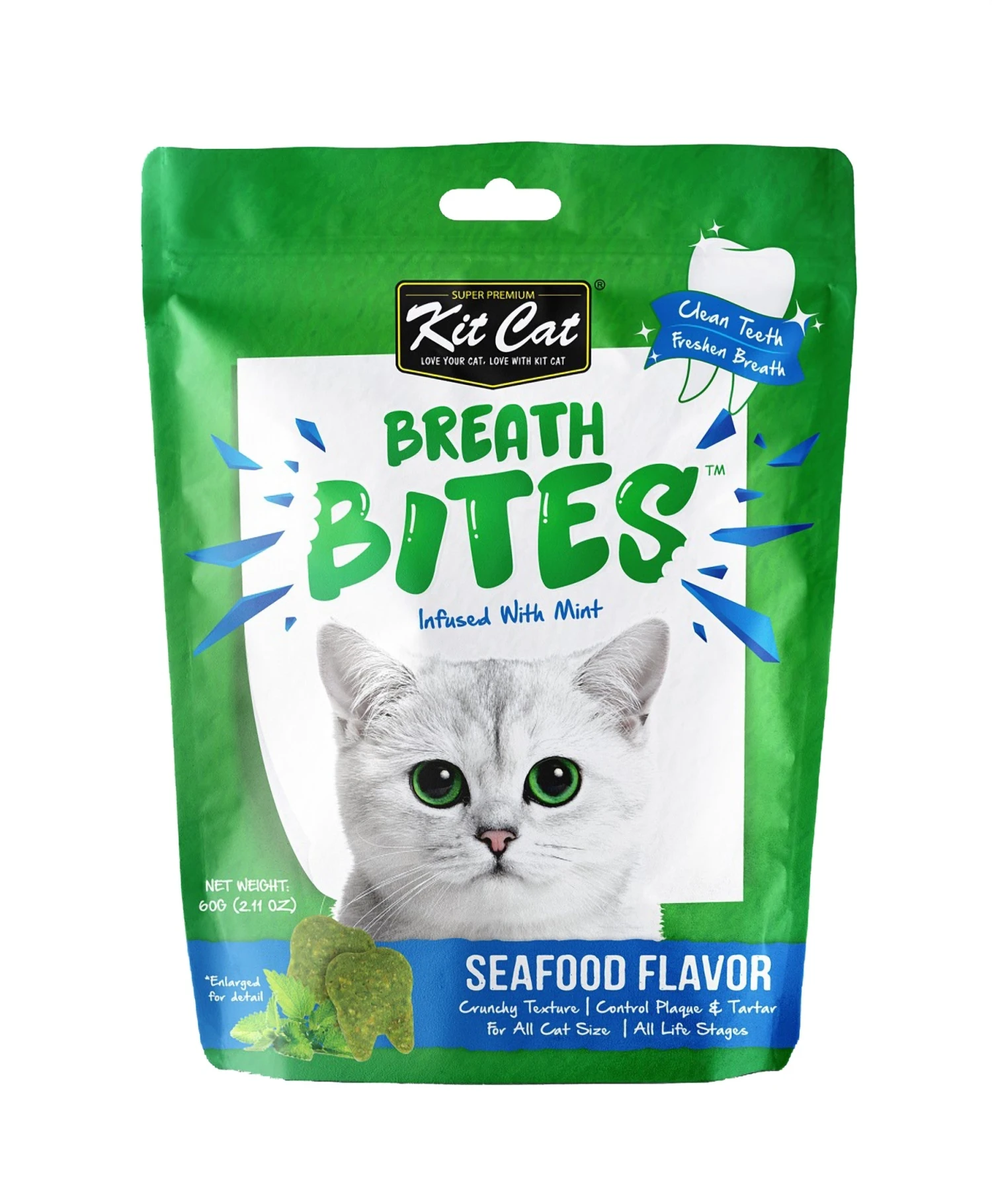 Kit Cat Breath Bites Cat Treat Seafood 60g 3 Kit Cat Breath Bites Cat Treat Seafood 60g