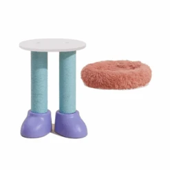 Makesure 3-in-1 Cat Scratcher Bed And Side Table Purple And Pink
