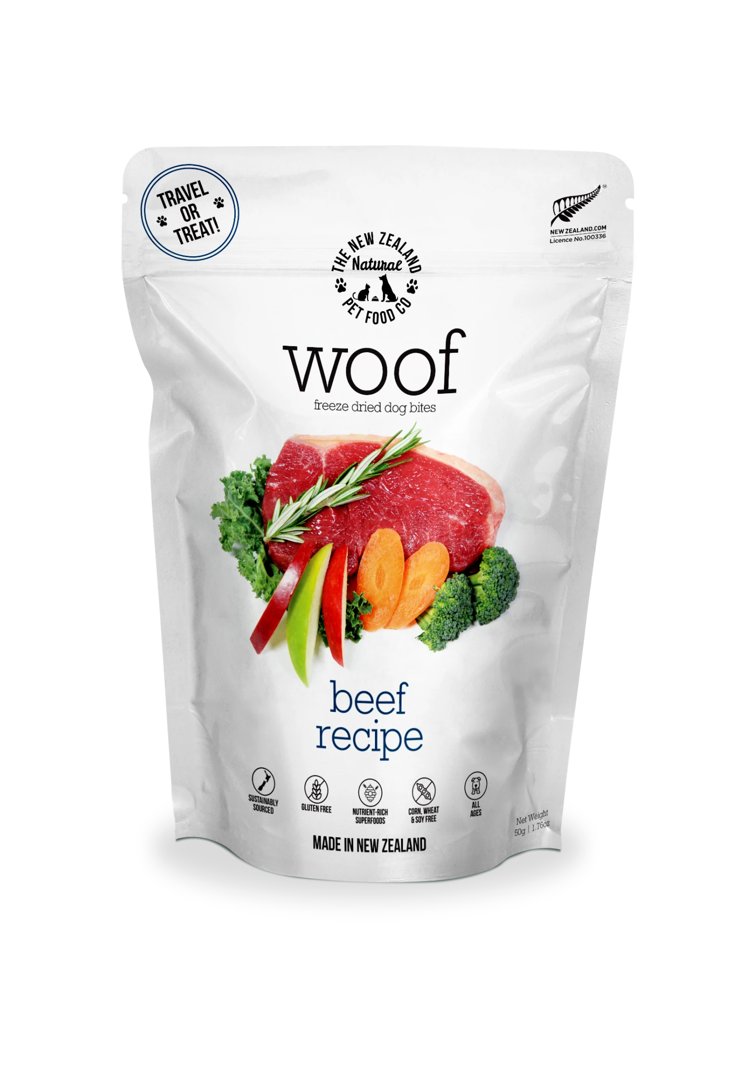 New Zealand Naturals Woof Freeze Dried Dog Treat Beef 50g 3 New Zealand Naturals Woof Freeze Dried Dog Treat Beef 50g