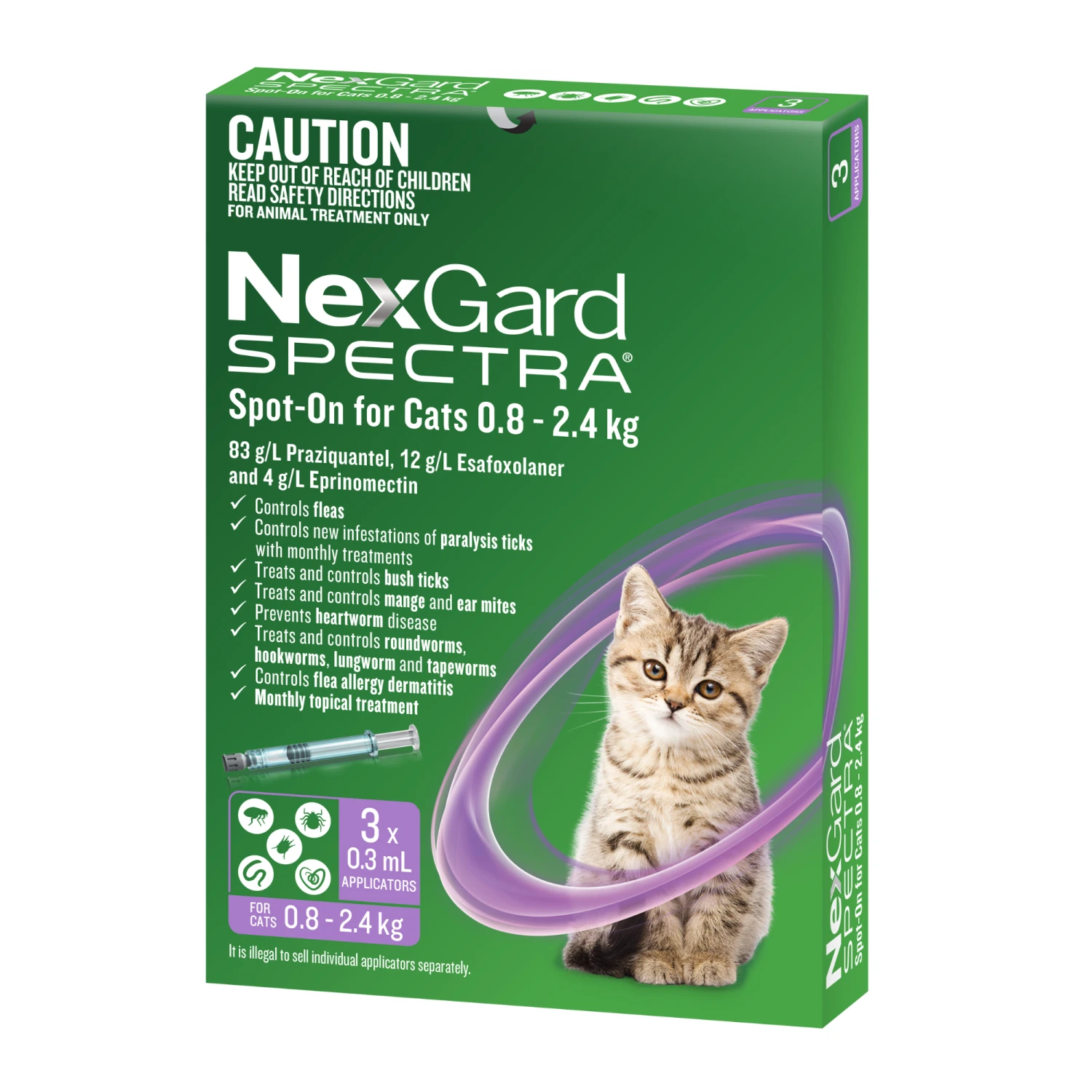 NexGard SPECTRA Spot On For Cats 0.8-2.4kg 3 NexGard SPECTRA Spot On For Cats 0.8-2.4kg