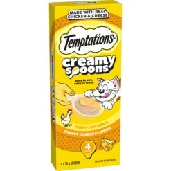 Temptations Creamy Spoons Tasty Chicken & Cheesy Cheese Flavour Cat Treats 10g X 4