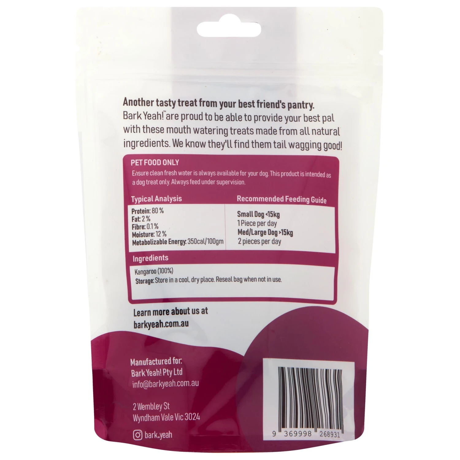 Bark Yeah! Kangaroo Tendons Dog Treat 180g 4 Bark Yeah! Kangaroo Tendons Dog Treat 180g - Image 2