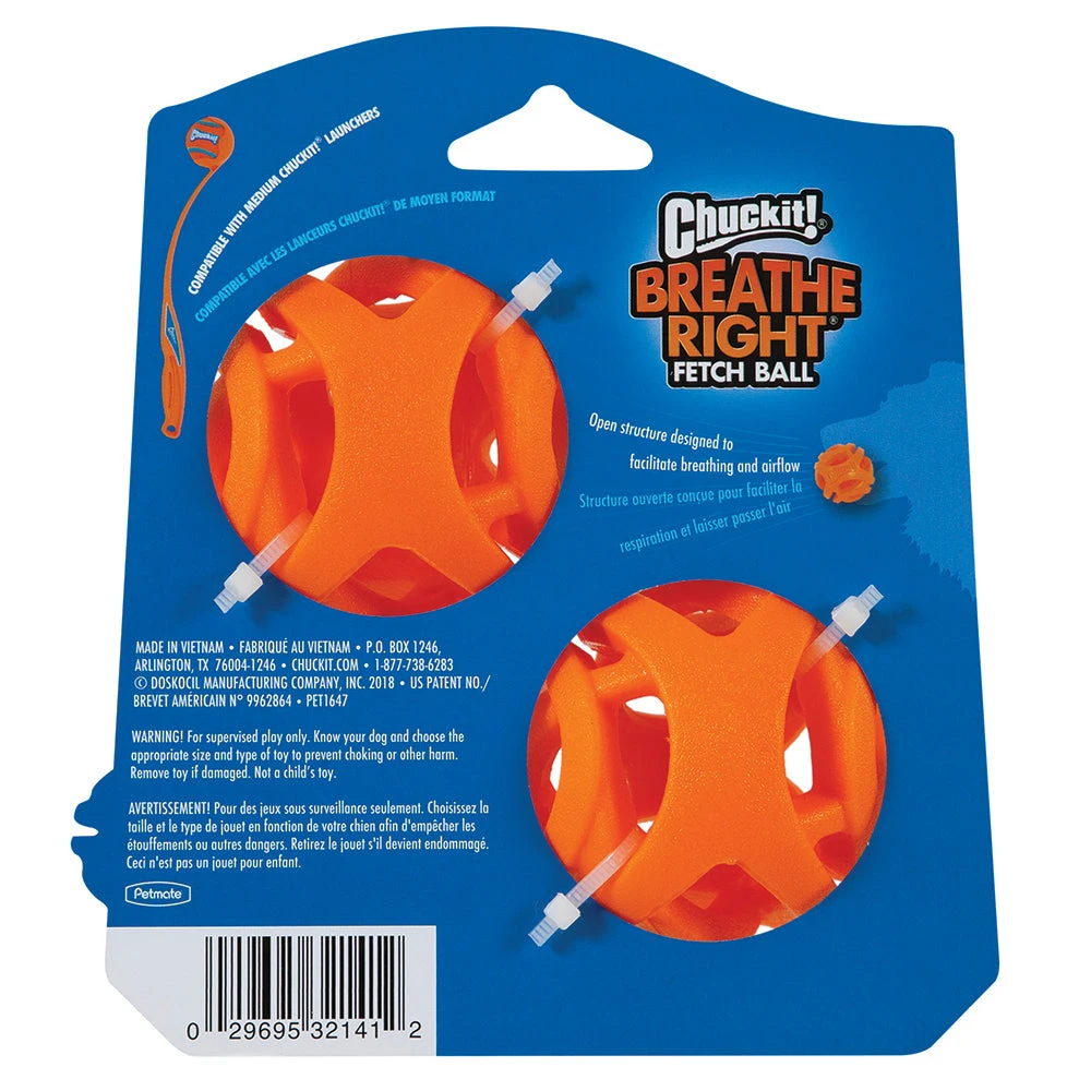 Chuckit! Breathe Right Fetch Ball Dog Toy Medium 2 Pack 4 Chuckit! Breathe Right Fetch Ball Dog Toy Medium 2 Pack - Image 2