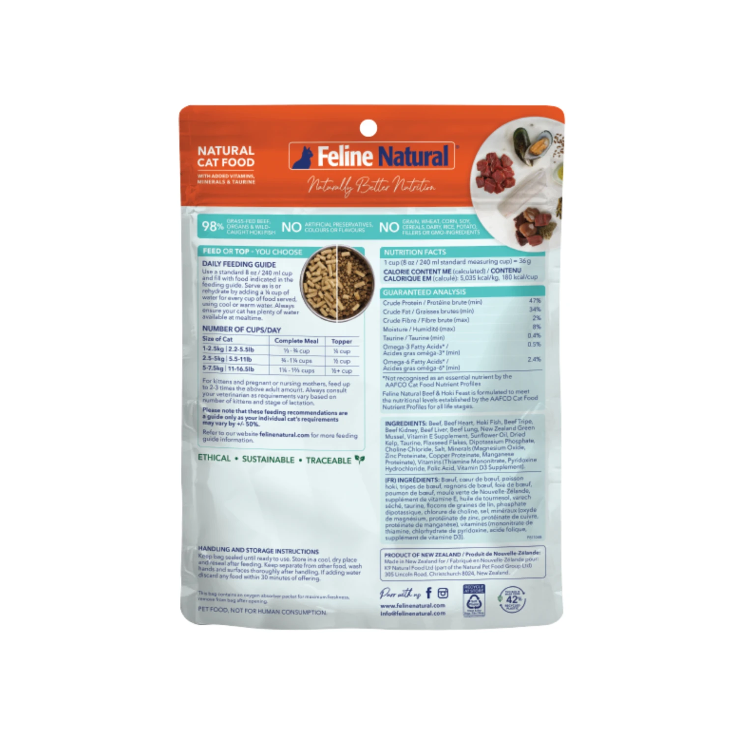 Feline Natural Grain Free Freeze Dried Cat Food Beef & Hoki 5 Feline Natural Grain Free Freeze Dried Cat Food Beef & Hoki - Image 3