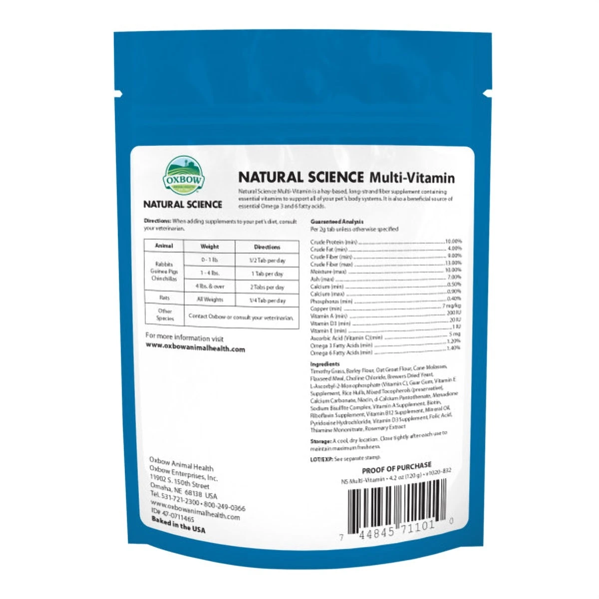 Oxbow Natural Science Multivitamin Supplement 120g 4 Oxbow Natural Science Multivitamin Supplement 120g - Image 2