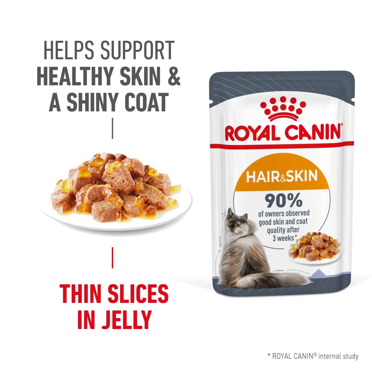 Royal Canin Hair & Skin Care Jelly Adult Wet Cat Food Pouches 85g X 12 4 Royal Canin Hair & Skin Care Jelly Adult Wet Cat Food Pouches 85g X 12 - Image 2