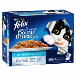 Felix Double Delicious Fish Selection In Jelly Adult Wet Cat Food 85g X 12