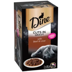 Dine Classic Cuts In Gravy With Beef And Liver Multipack Wet Cat Food 85g X 7