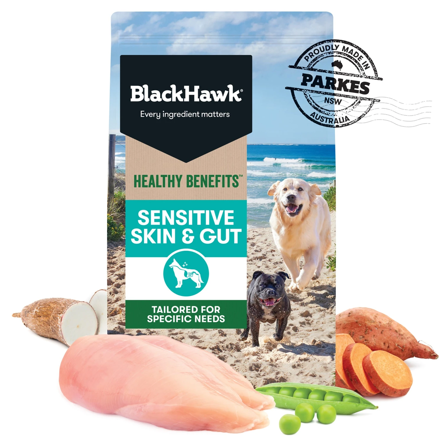 Black Hawk Healthy Benefits Adult Sensitive Skin And Gut Dry Dog Food 5 Black Hawk Healthy Benefits Adult Sensitive Skin And Gut Dry Dog Food - Image 3
