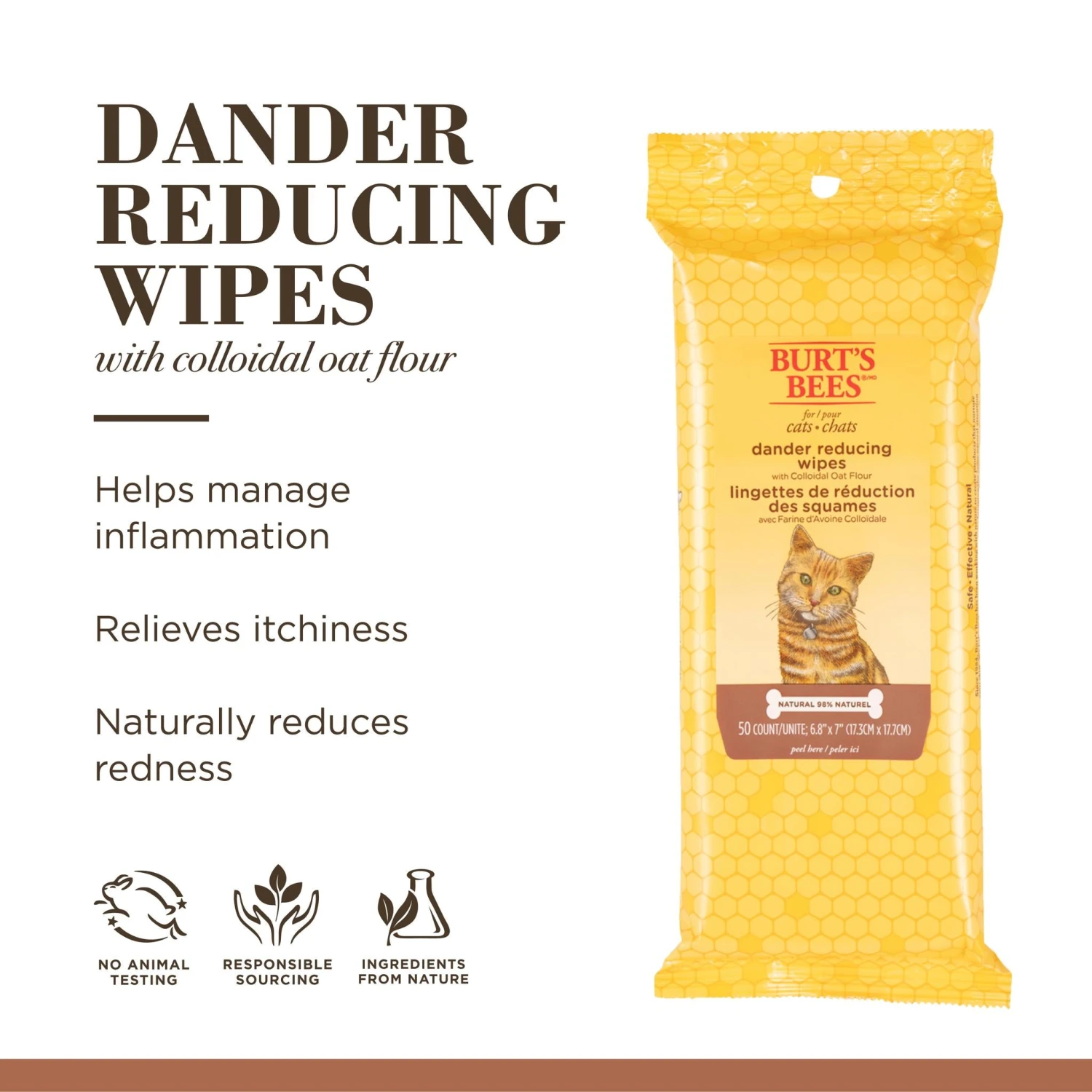 Burt's Bees Dander Cat Wipes 50pk 5 Burt's Bees Dander Cat Wipes 50pk - Image 3