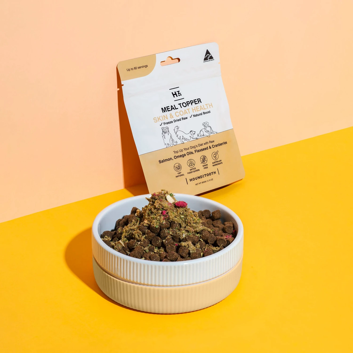 Houndztooth Raw Boost Meal Dog Topper Skin And Coat Health 60g 5 Houndztooth Raw Boost Meal Dog Topper Skin And Coat Health 60g - Image 3