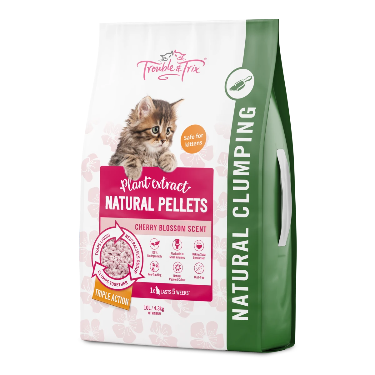 Trouble And Trix Plant Cherry Blossom Extract Natural Cat Litter 10L 5 Trouble And Trix Plant Cherry Blossom Extract Natural Cat Litter 10L - Image 3