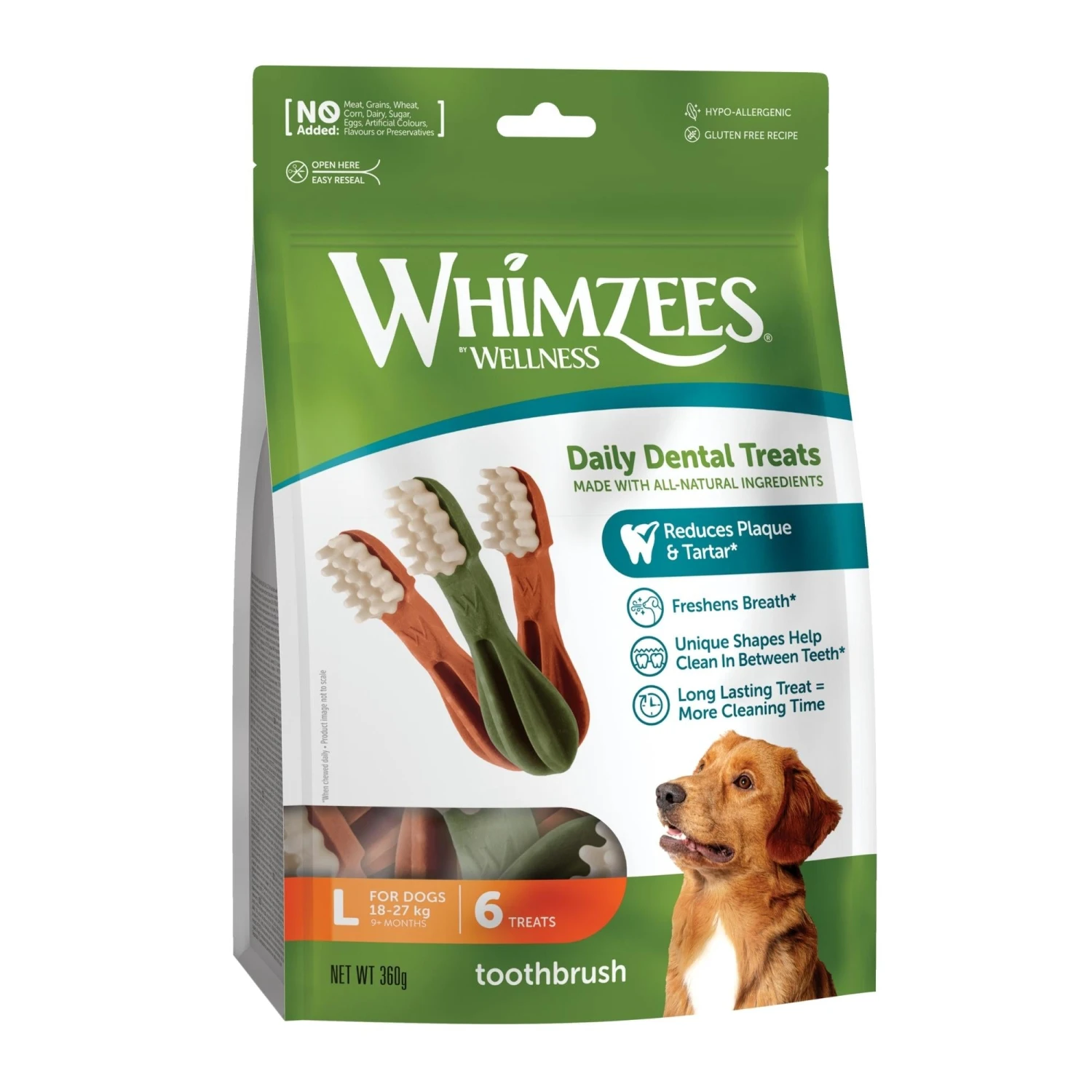 Whimzees Dog Dental Treats Toothbrush Star Large Value Bag 6 Pack 6 Whimzees Dog Dental Treats Toothbrush Star Large Value Bag 6 Pack - Image 4