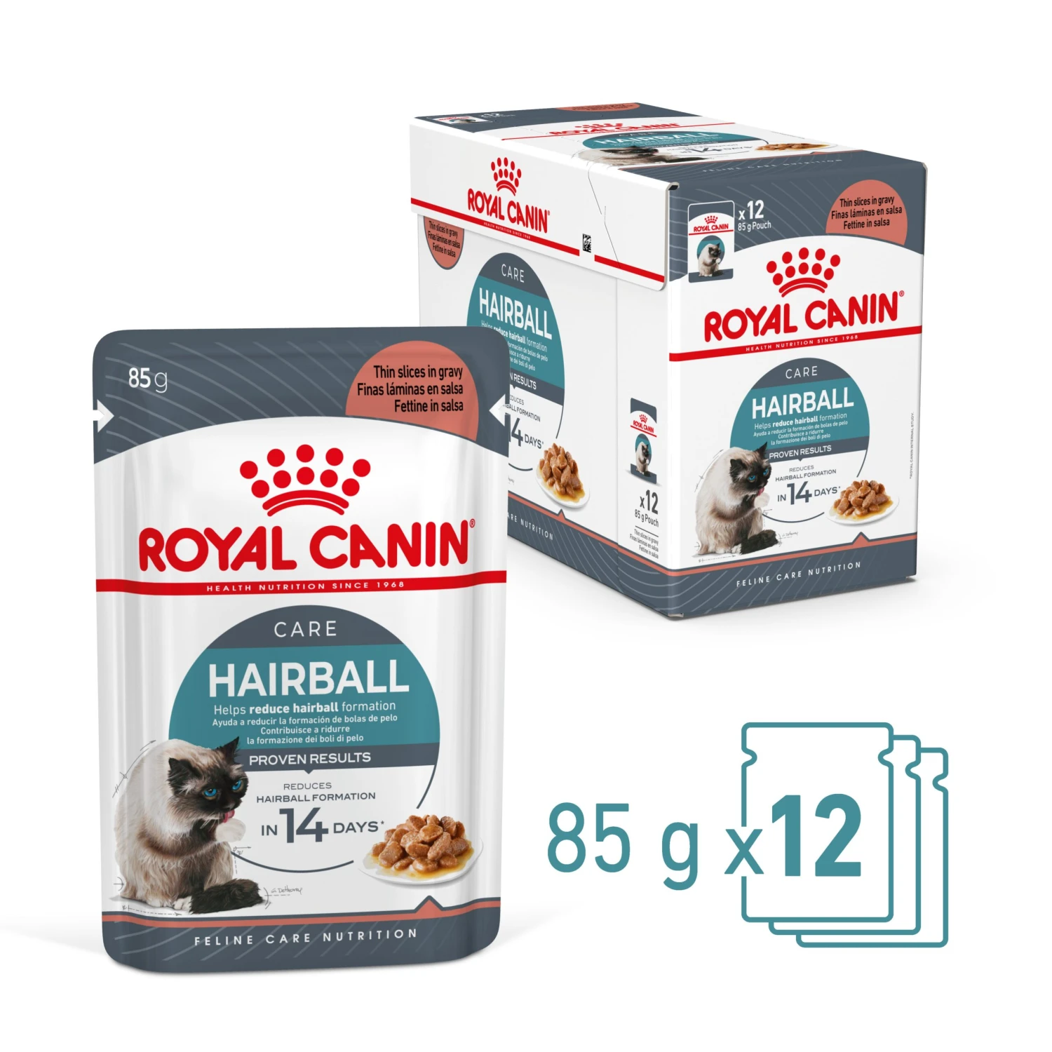 Royal Canin Hairball Care With Gravy Adult Wet Cat Food Pouches 85g X 12 4 Royal Canin Hairball Care With Gravy Adult Wet Cat Food Pouches 85g X 12 - Image 2