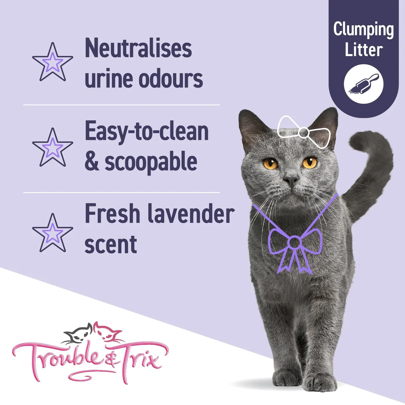 Trouble And Trix Odour Neutralising Lavender Clumping Cat Litter 15L 7 Trouble And Trix Odour Neutralising Lavender Clumping Cat Litter 15L - Image 5