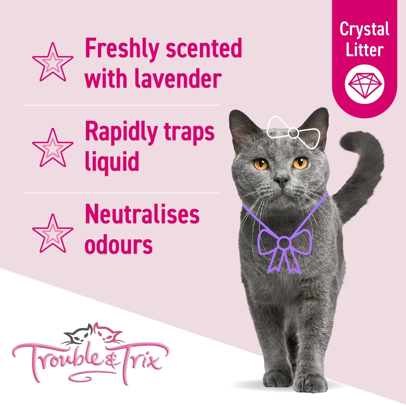 Trouble And Trix Odour Neutralising Lavender Crystal Cat Litter 15L 7 Trouble And Trix Odour Neutralising Lavender Crystal Cat Litter 15L - Image 5