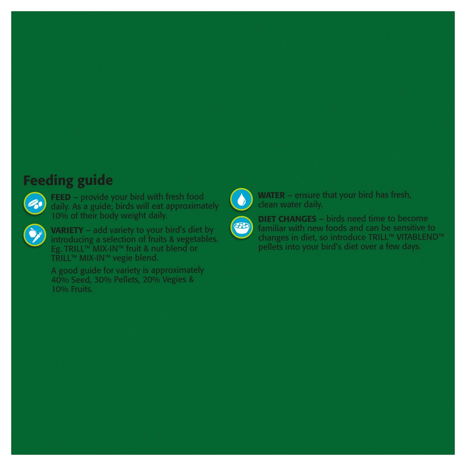 Trill Vitablend Pellets For Small Birds 1.3kg 8 Trill Vitablend Pellets For Small Birds 1.3kg - Image 6