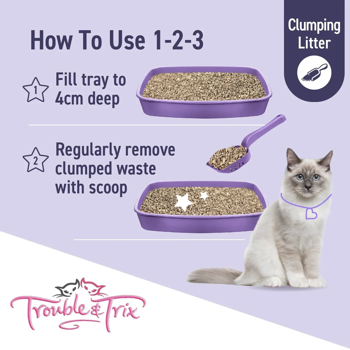 Trouble And Trix Odour Neutralising Lavender Clumping Cat Litter 15L 11 Trouble And Trix Odour Neutralising Lavender Clumping Cat Litter 15L - Image 9