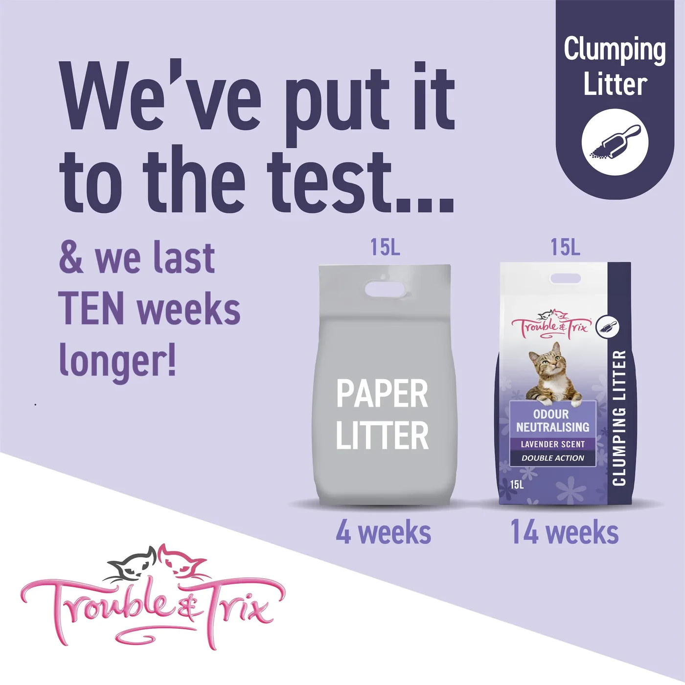 Trouble And Trix Odour Neutralising Lavender Clumping Cat Litter 15L 12 Trouble And Trix Odour Neutralising Lavender Clumping Cat Litter 15L - Image 10