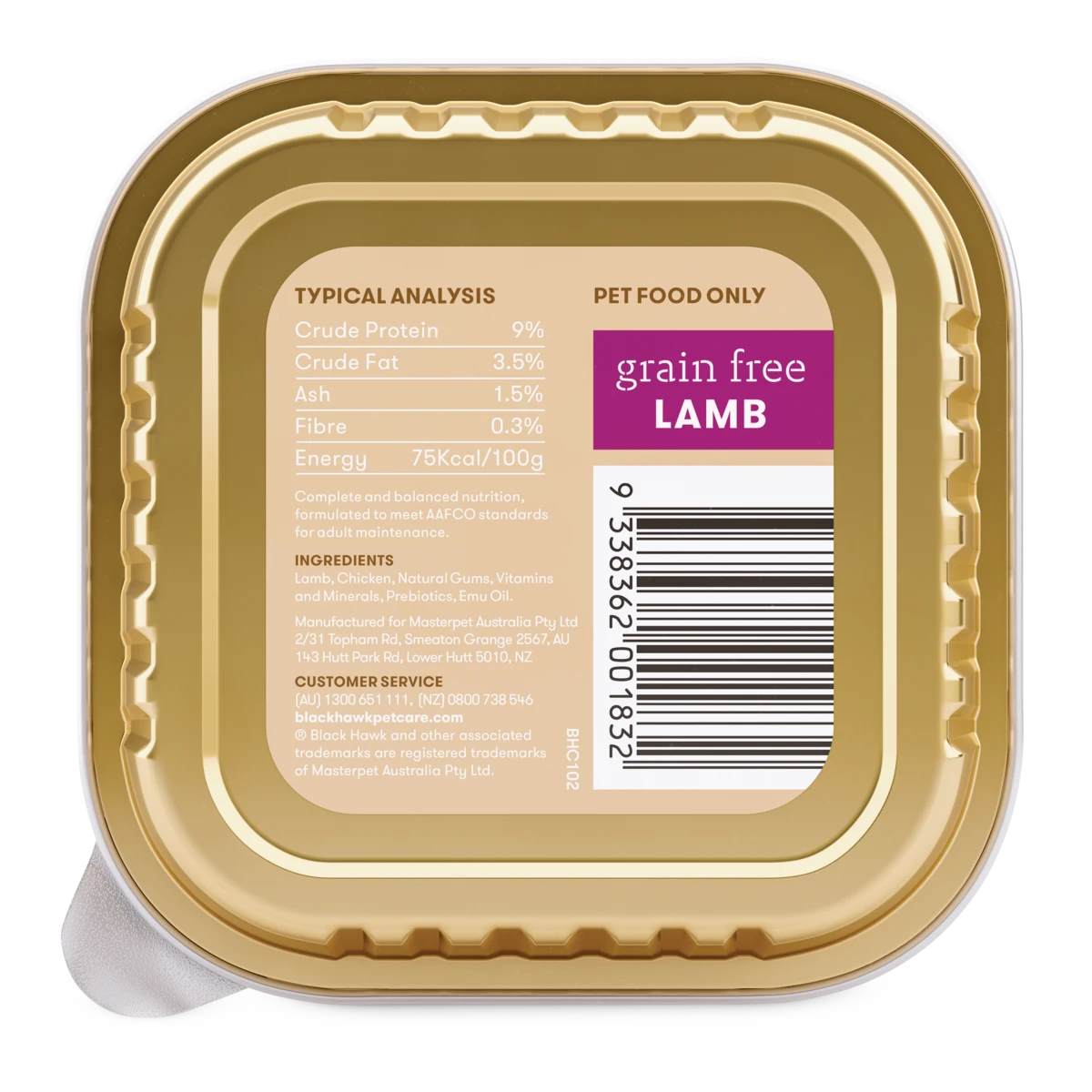 Black Hawk Grain Free Adult Lamb Wet Dog Food 100g X 9 - Image 2