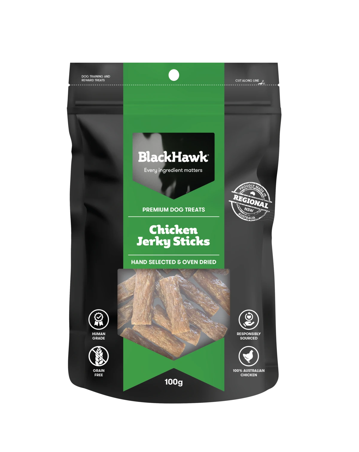 Black Hawk Chicken Jerky Sticks Dog Treats 100g 3 Black Hawk Chicken Jerky Sticks Dog Treats 100g