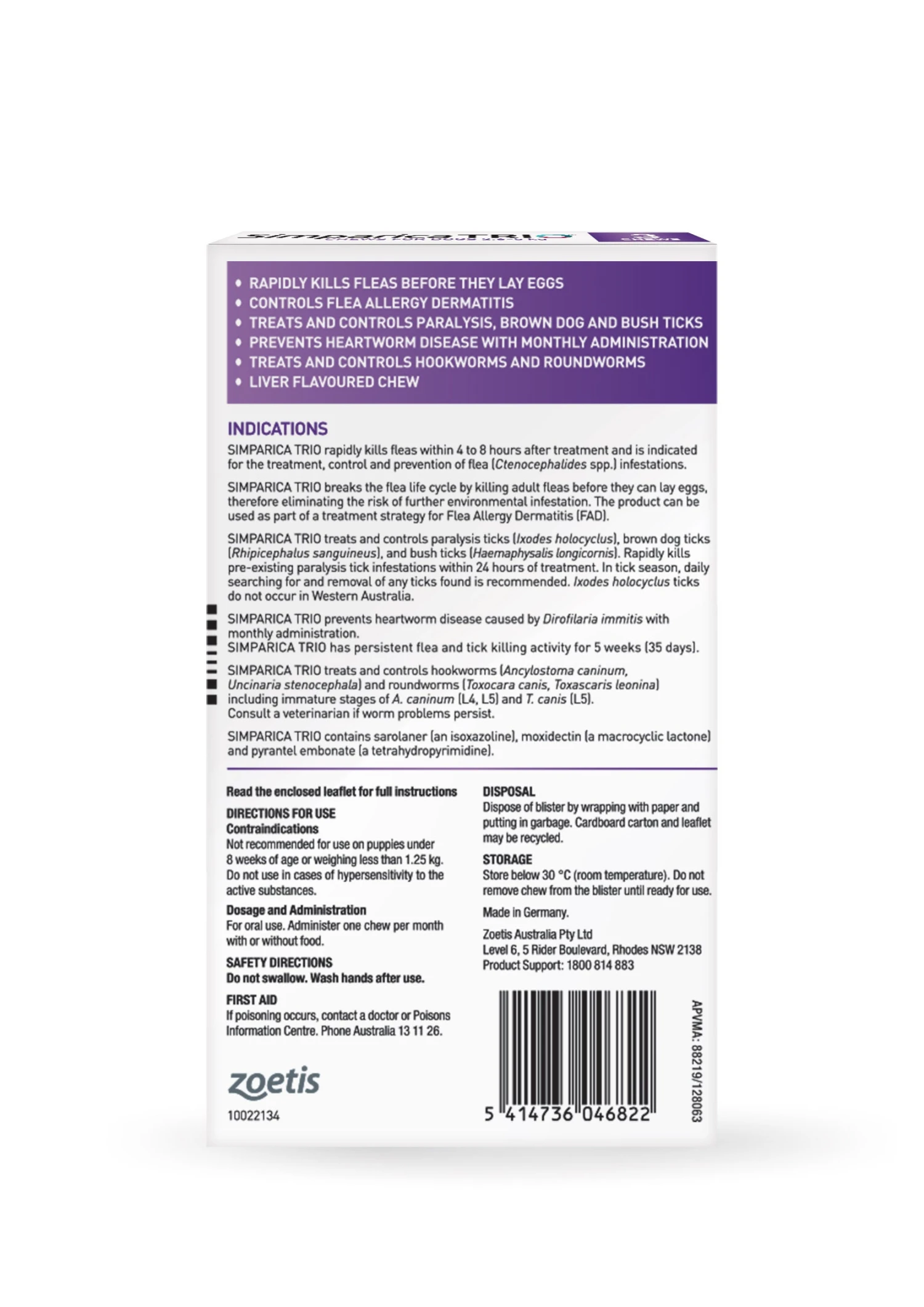 Simparica Trio Very Small Dog Chews 2.6-5kg 3 Pack 4 Simparica Trio Very Small Dog Chews 2.6-5kg 3 Pack - Image 2